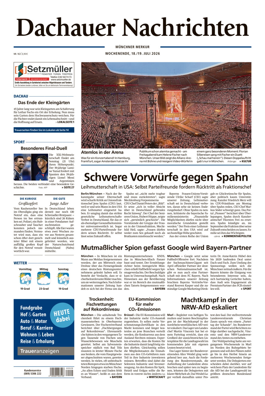 Dachauer Nachrichten vom Samstag, 18.07.2026