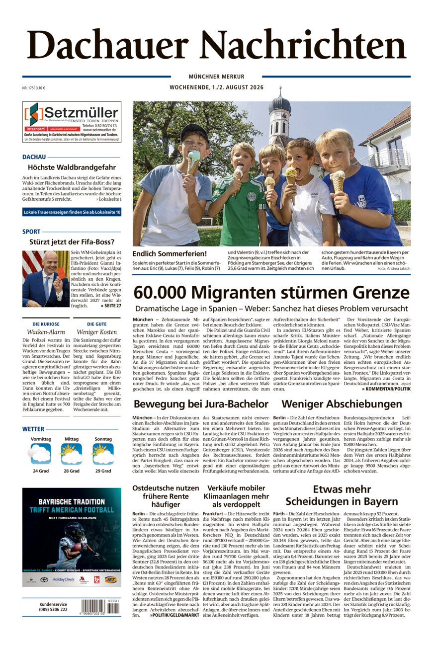 Dachauer Nachrichten vom Samstag, 01.08.2026