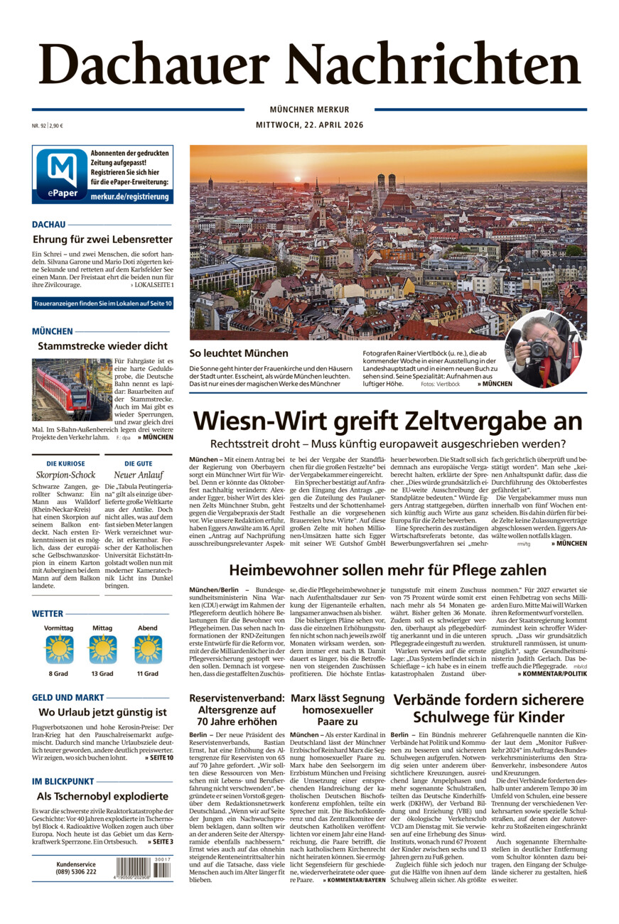 Dachauer Nachrichten vom Mittwoch, 22.04.2026