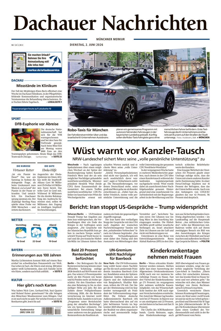 Dachauer Nachrichten vom Dienstag, 02.06.2026
