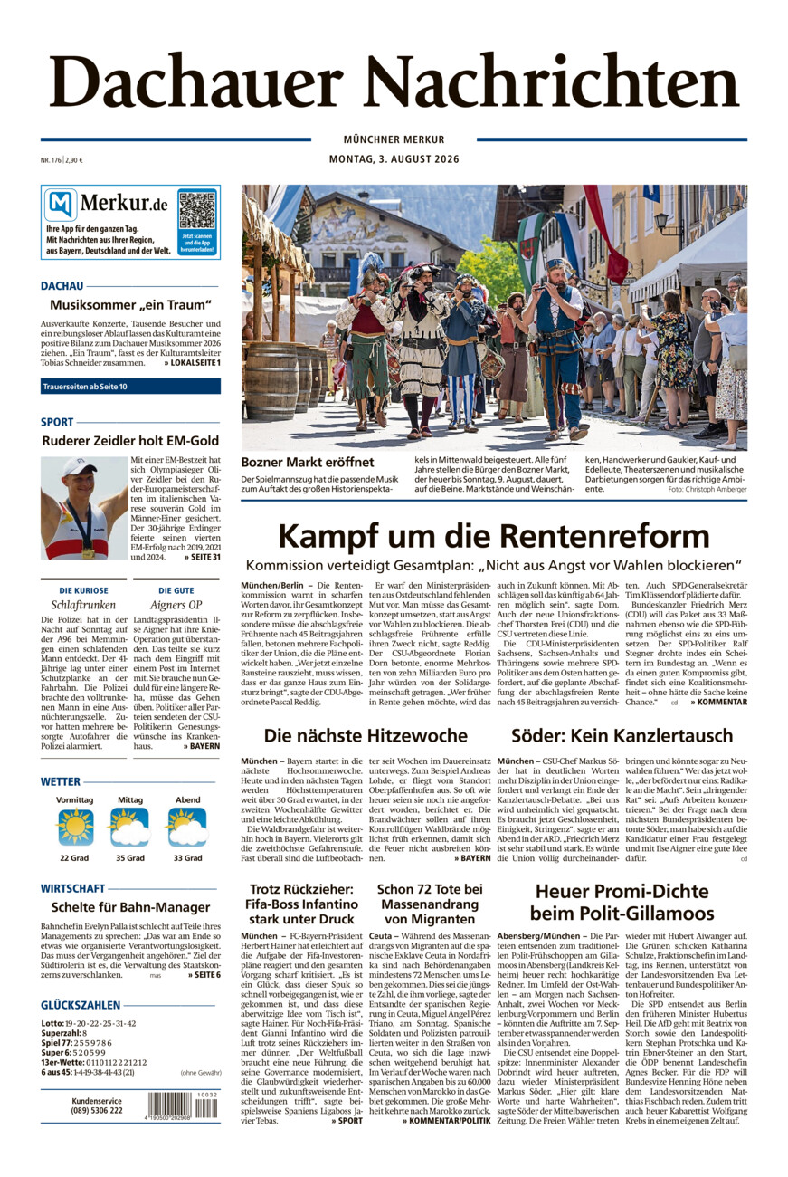 Dachauer Nachrichten vom Montag, 03.08.2026