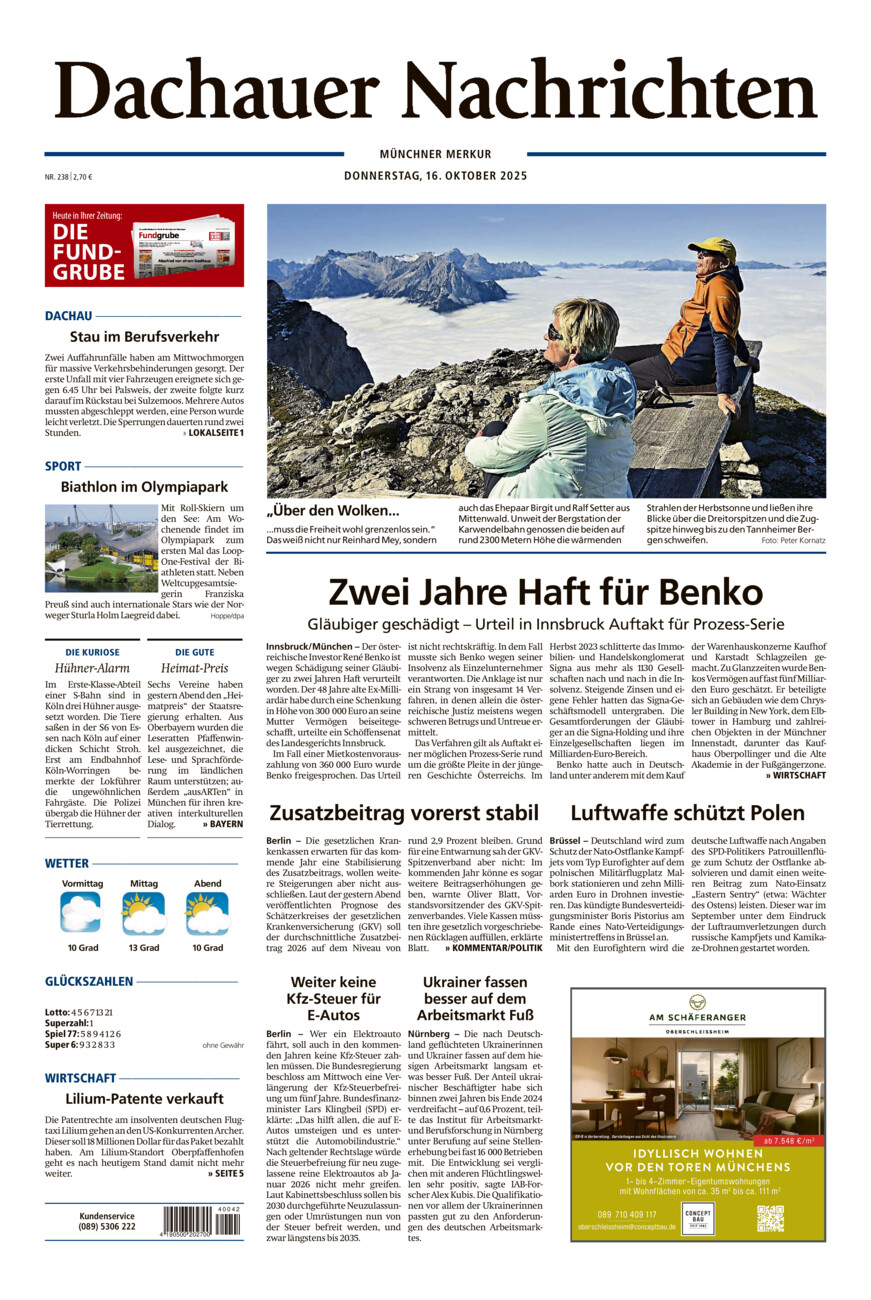 Dachauer Nachrichten vom Donnerstag, 16.10.2025