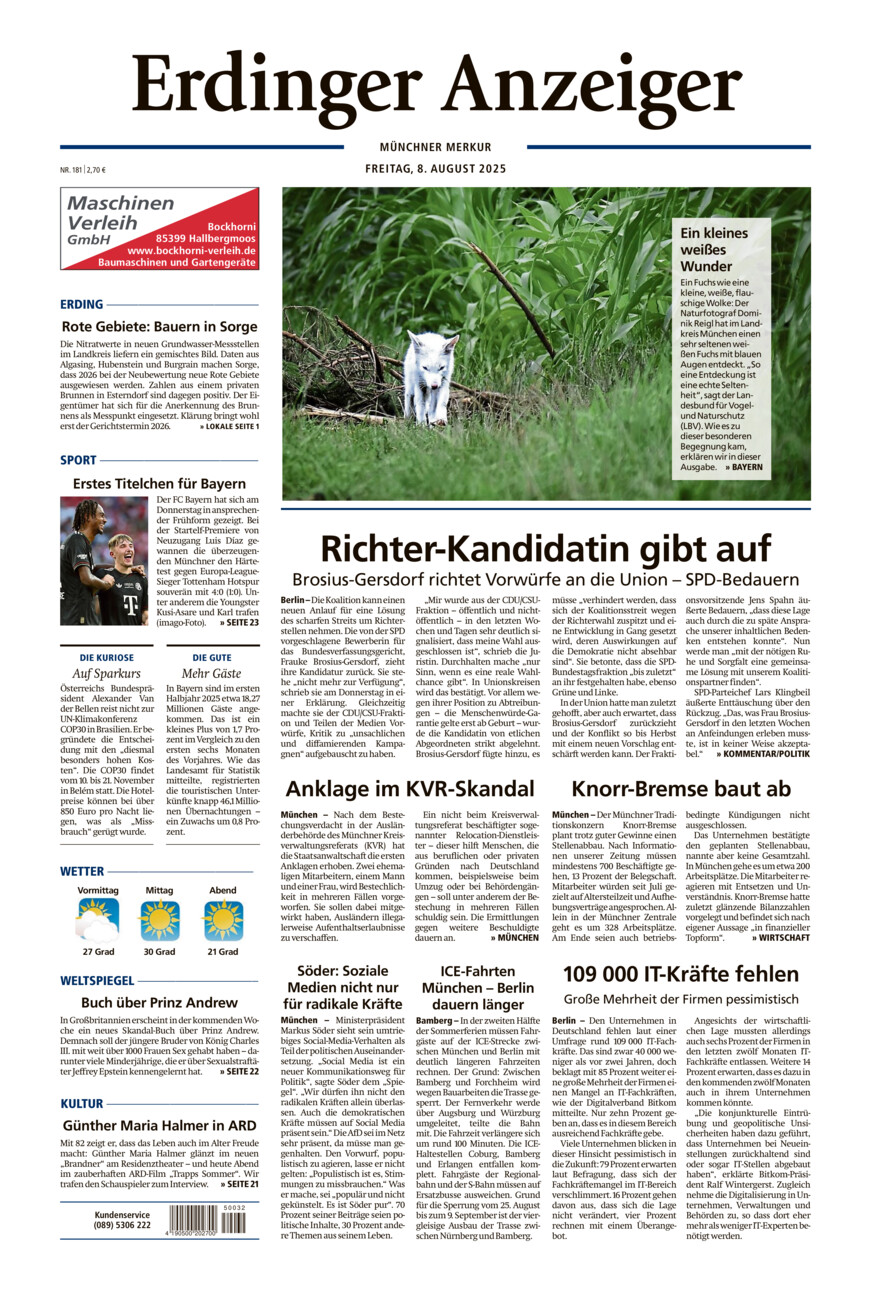 Erdinger Anzeiger vom Freitag, 08.08.2025