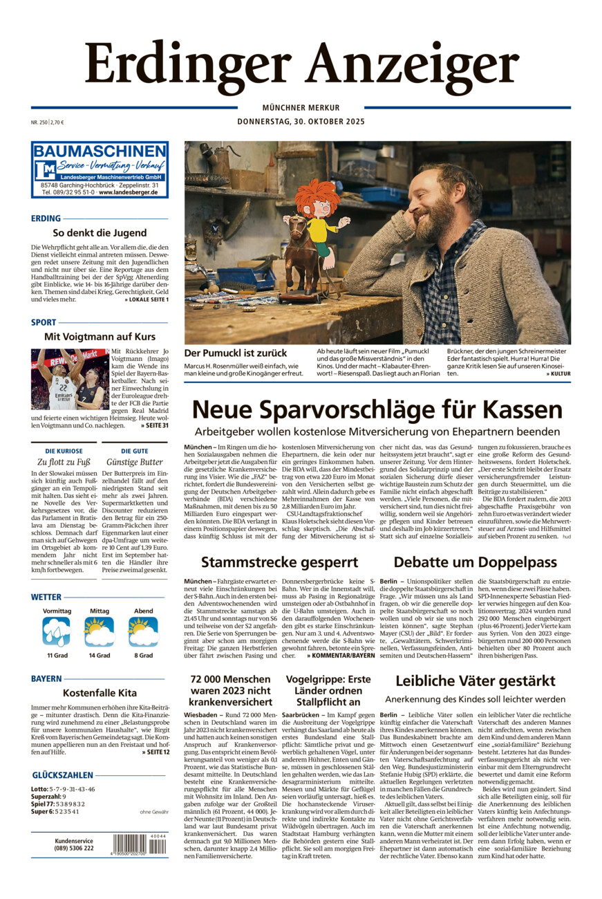 Erdinger Anzeiger vom Donnerstag, 30.10.2025