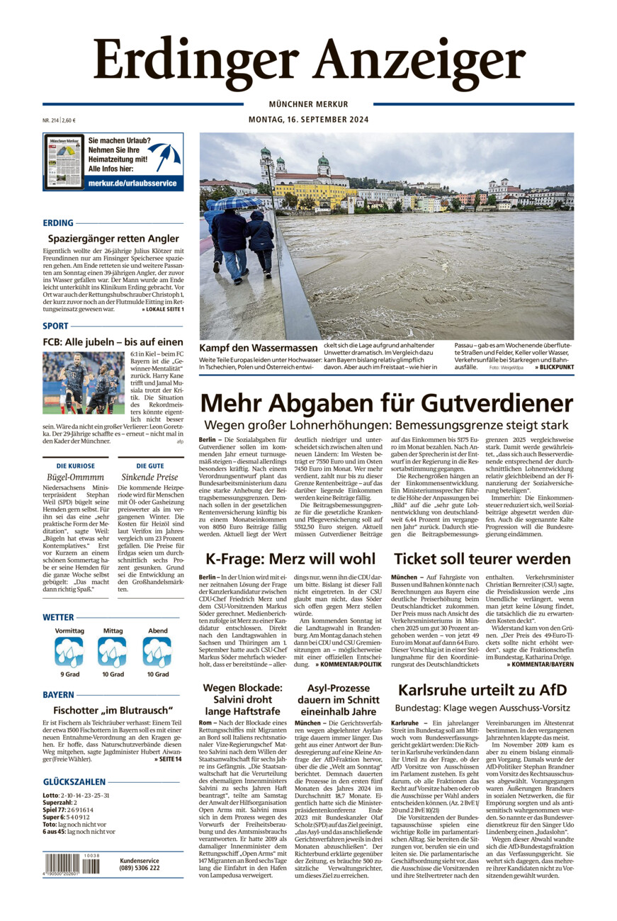 Erdinger Anzeiger vom Montag, 16.09.2024