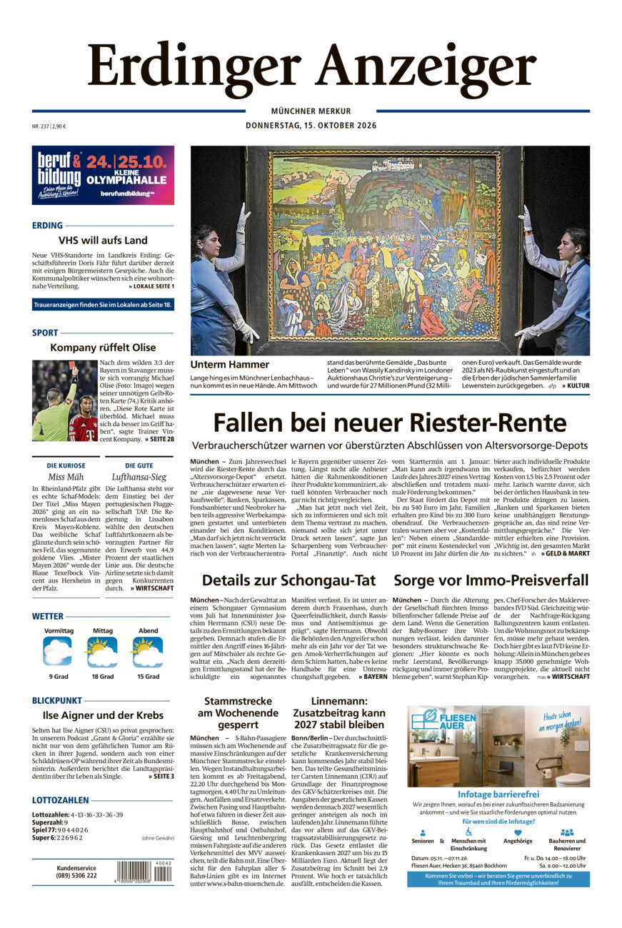 Erdinger Anzeiger vom Donnerstag, 15.10.2026