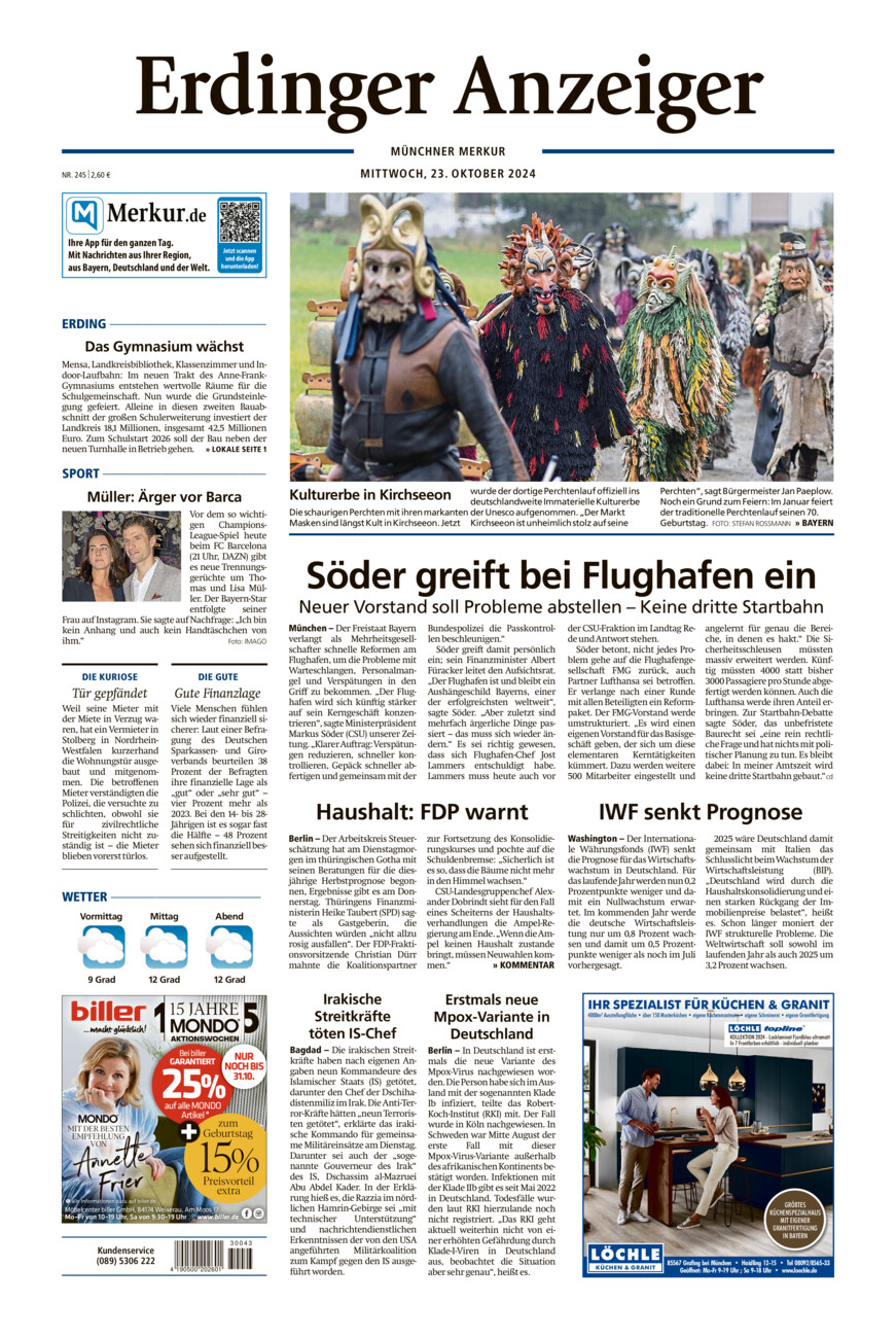 Erdinger Anzeiger vom Mittwoch, 23.10.2024