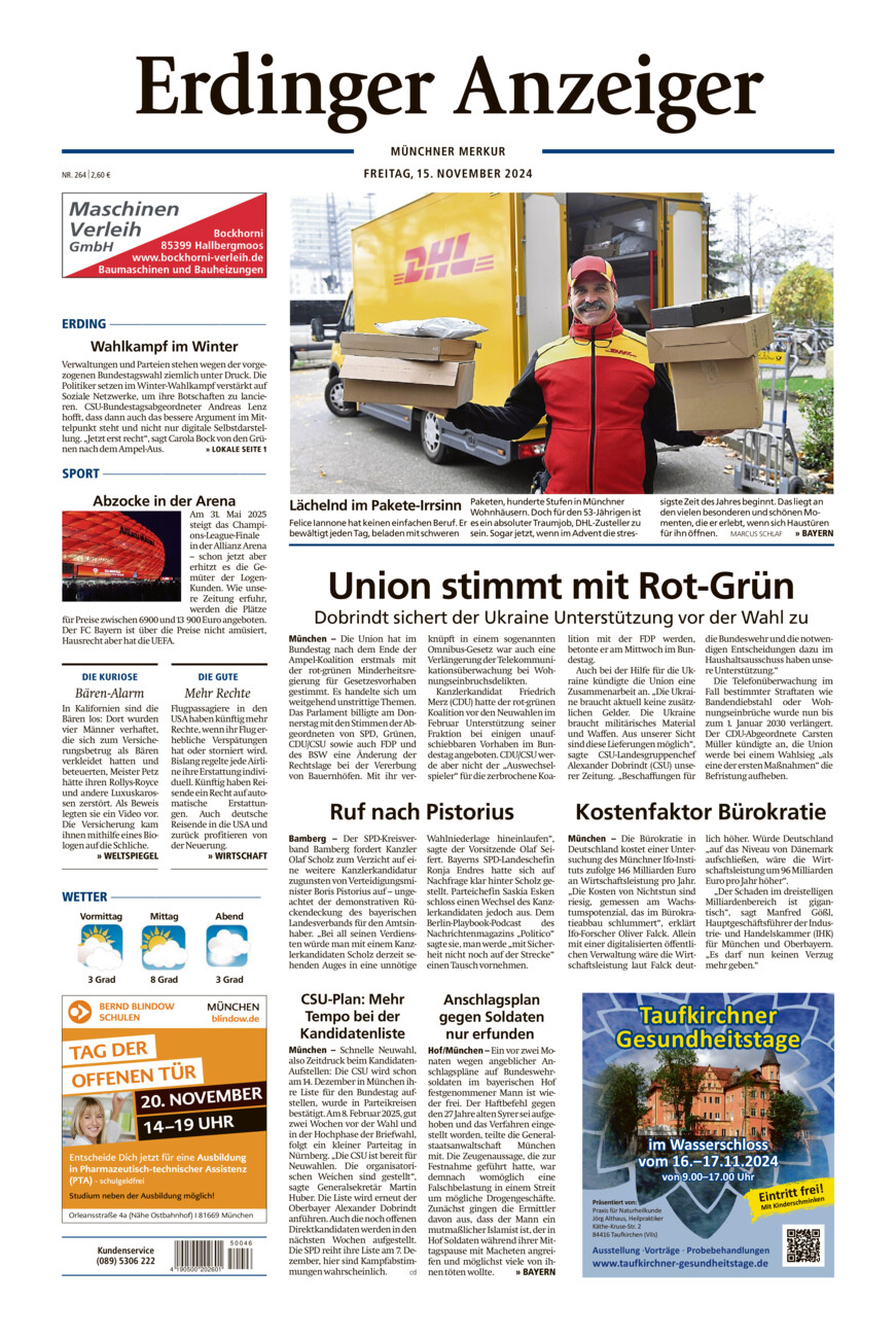 Erdinger Anzeiger vom Freitag, 15.11.2024