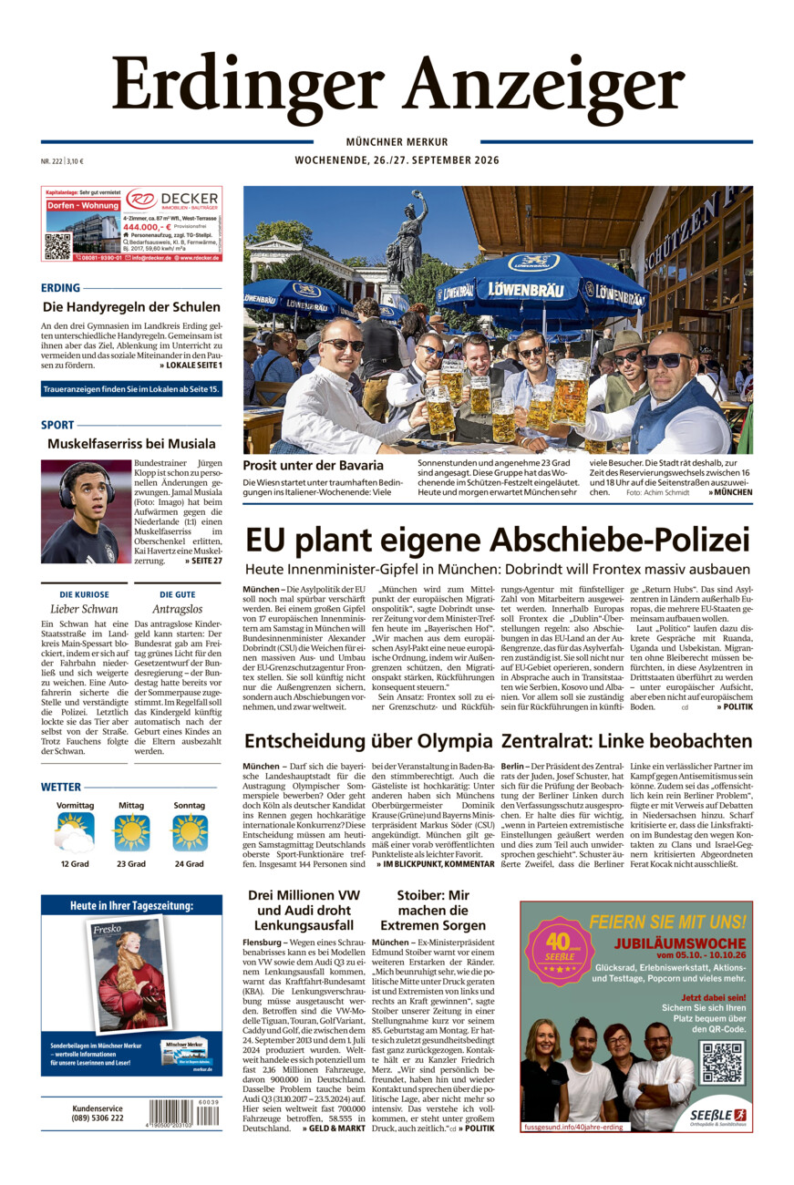 Erdinger Anzeiger vom Samstag, 26.09.2026