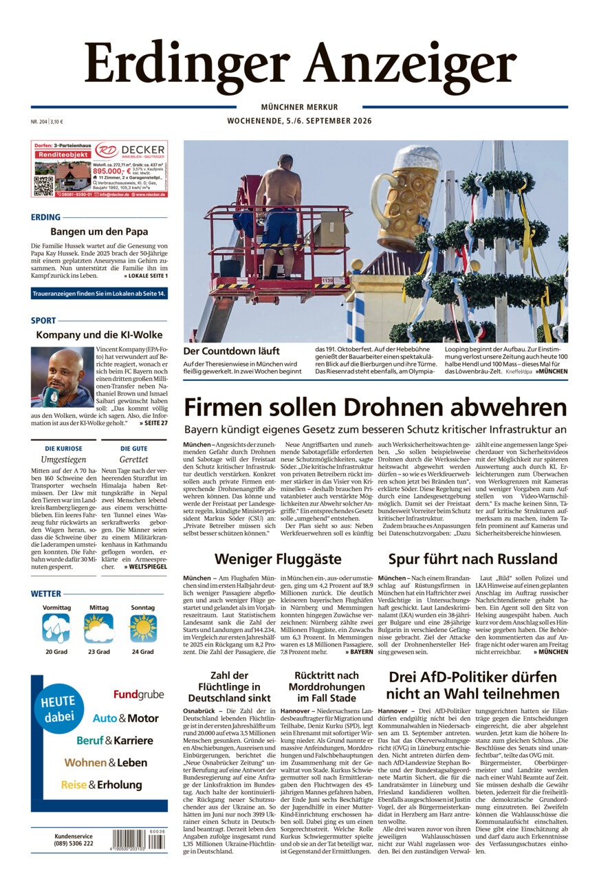 Erdinger Anzeiger vom Samstag, 05.09.2026