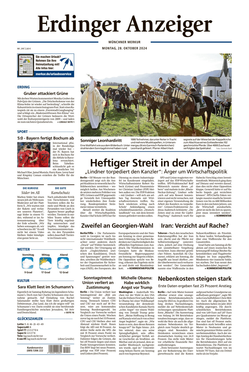 Erdinger Anzeiger vom Montag, 28.10.2024