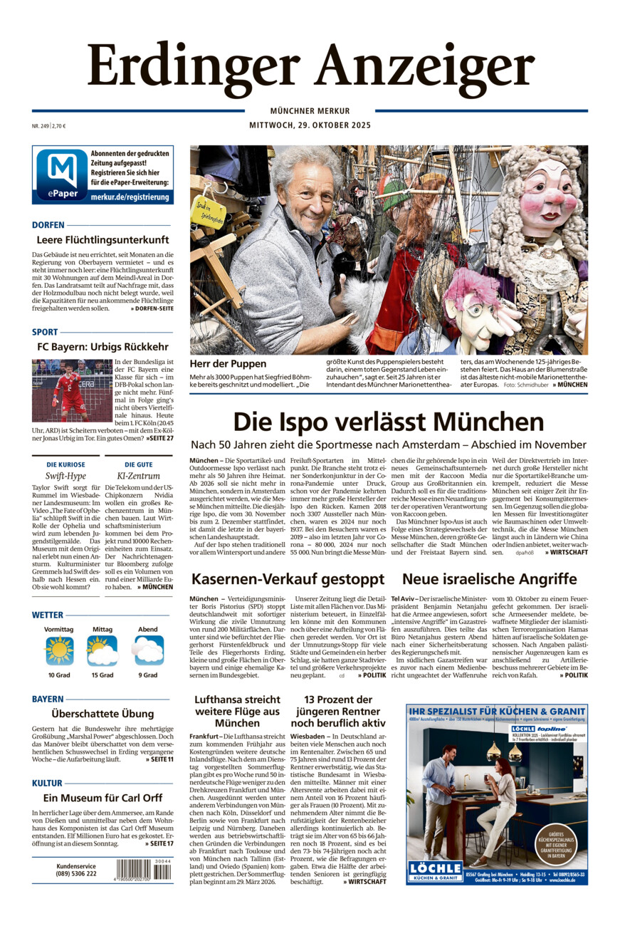 Erdinger Anzeiger vom Mittwoch, 29.10.2025