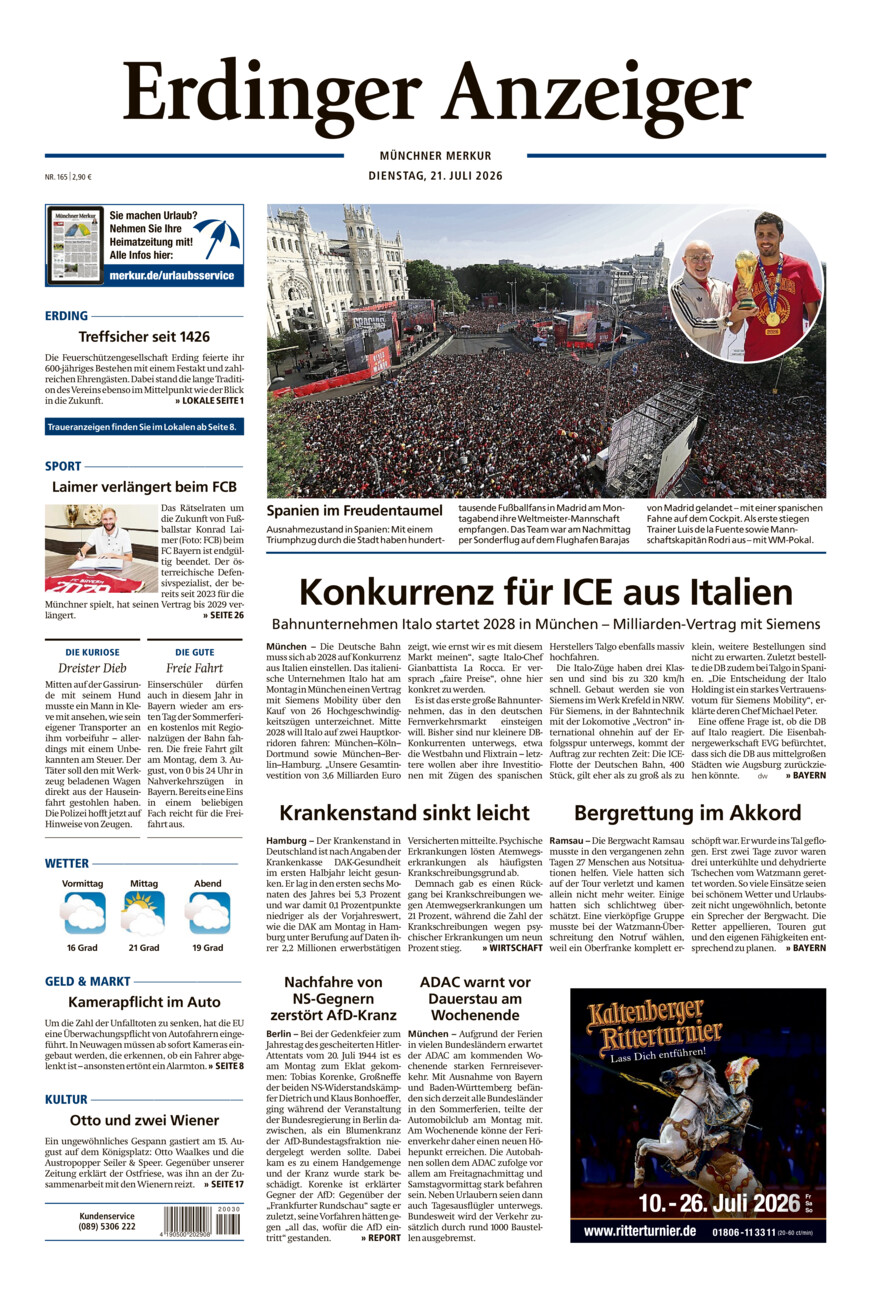 Erdinger Anzeiger vom Dienstag, 21.07.2026