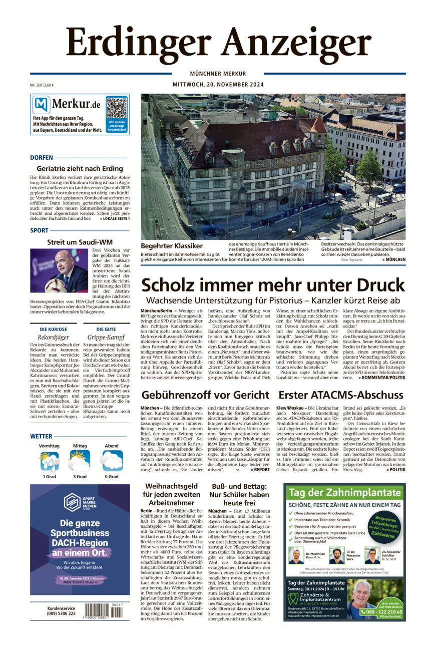 Erdinger Anzeiger vom Mittwoch, 20.11.2024