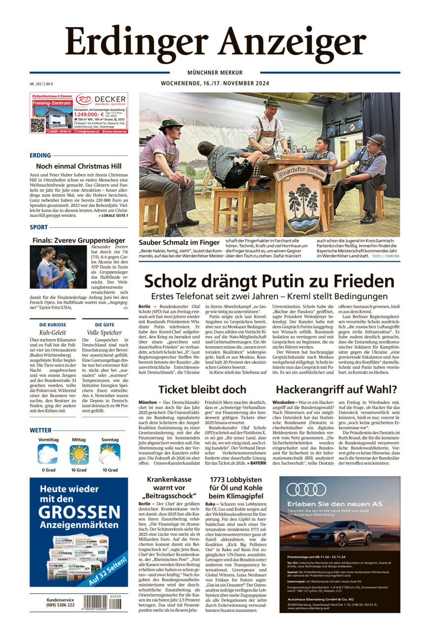 Erdinger Anzeiger vom Samstag, 16.11.2024