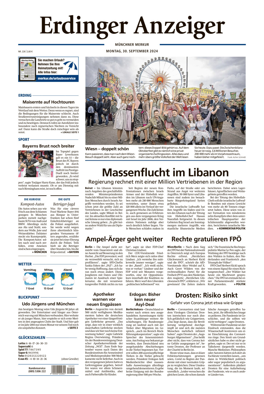 Erdinger Anzeiger vom Montag, 30.09.2024