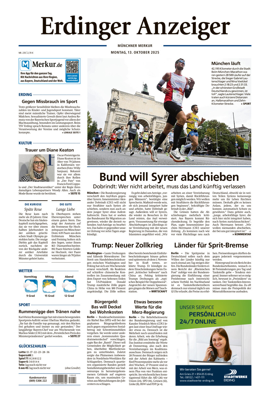 Erdinger Anzeiger vom Montag, 13.10.2025