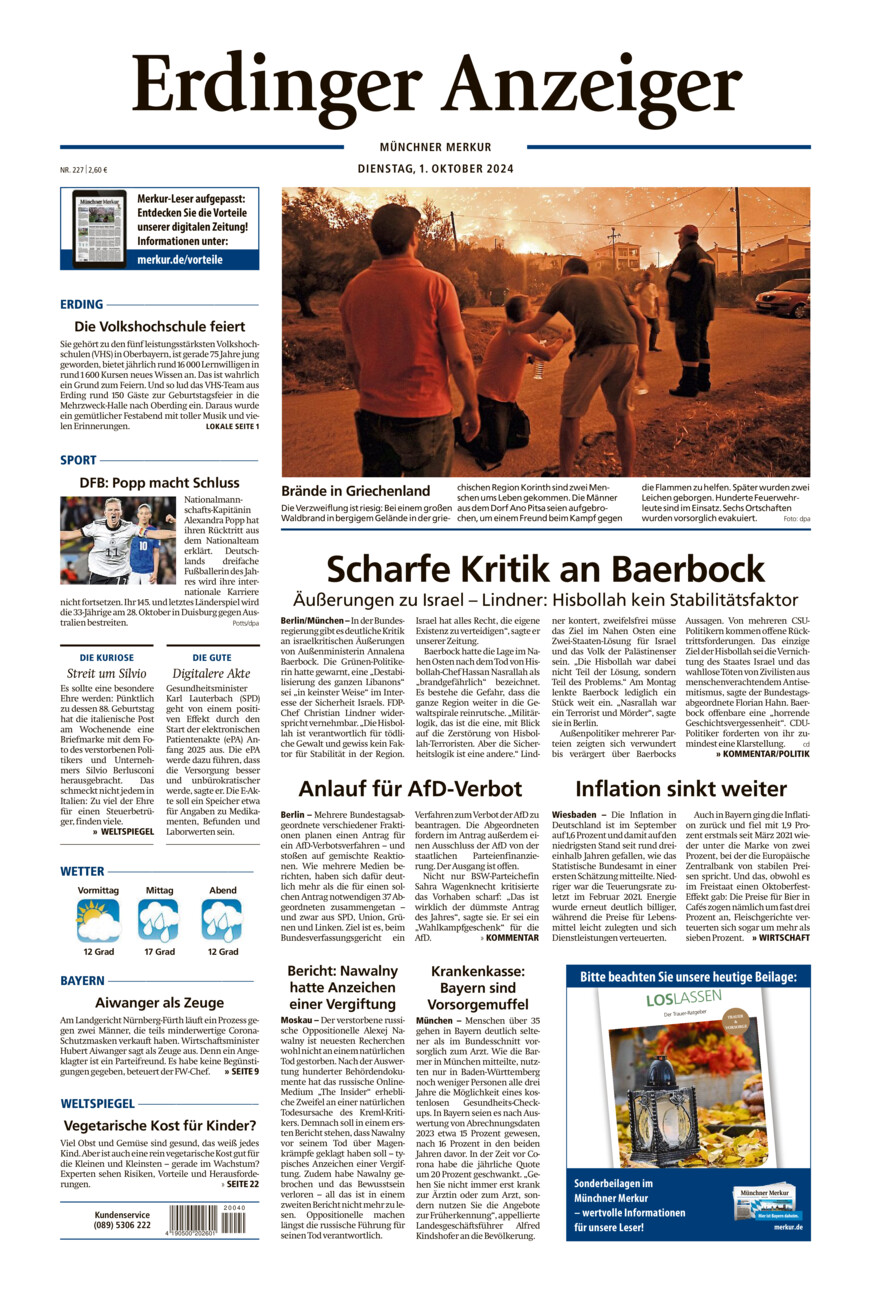 Erdinger Anzeiger vom Dienstag, 01.10.2024