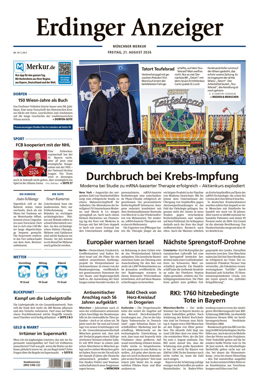 Erdinger Anzeiger vom Freitag, 21.08.2026