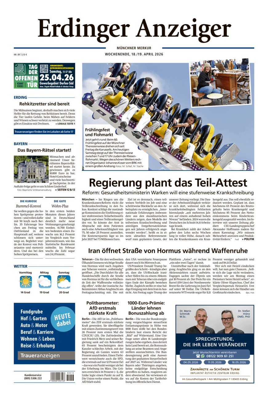 Erdinger Anzeiger vom Samstag, 18.04.2026