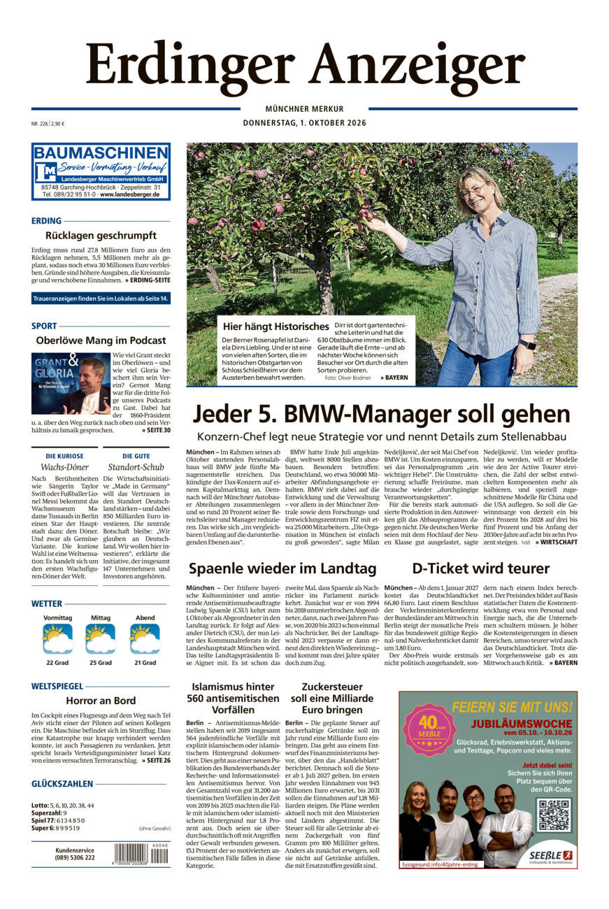 Erdinger Anzeiger vom Donnerstag, 01.10.2026