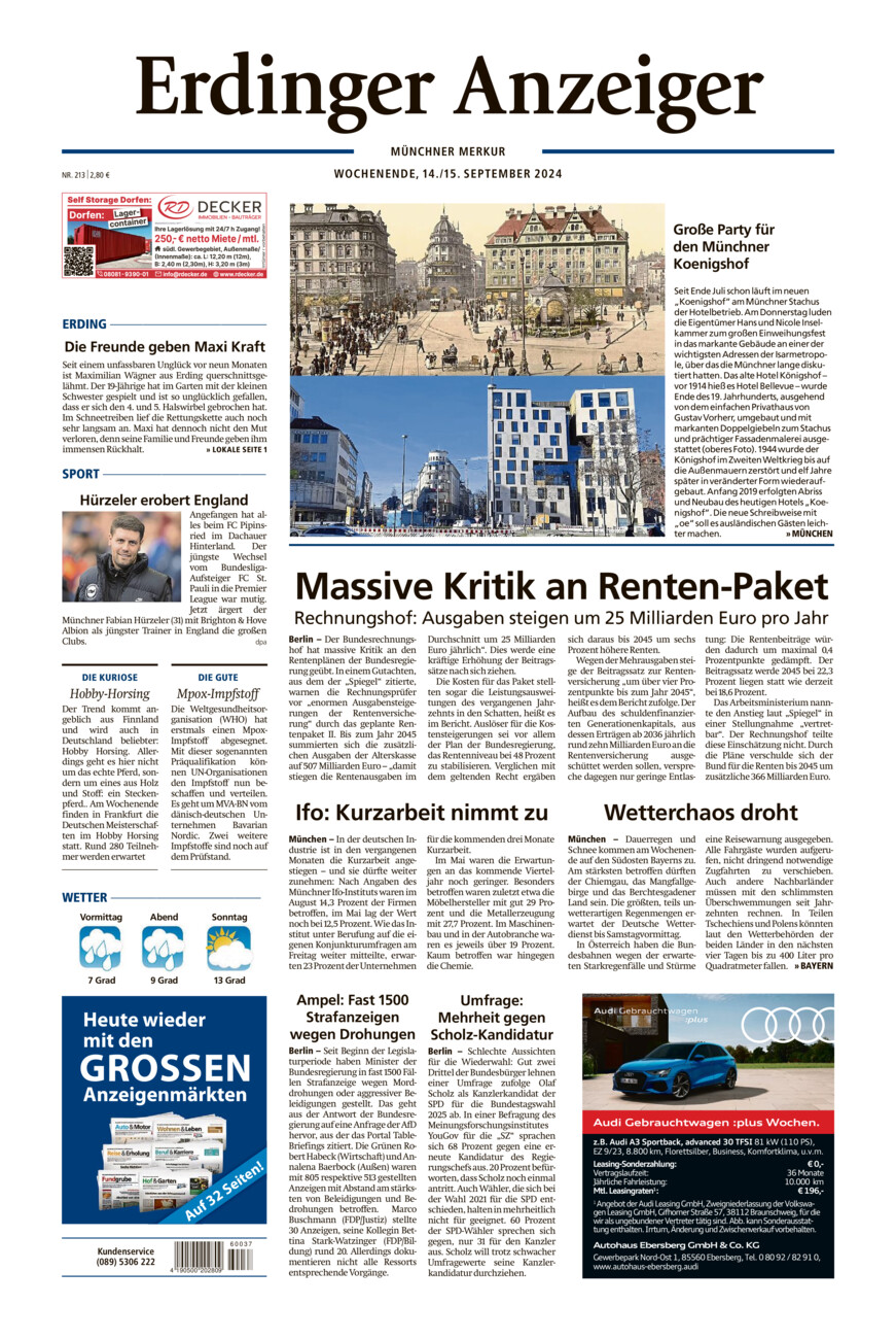 Erdinger Anzeiger vom Samstag, 14.09.2024