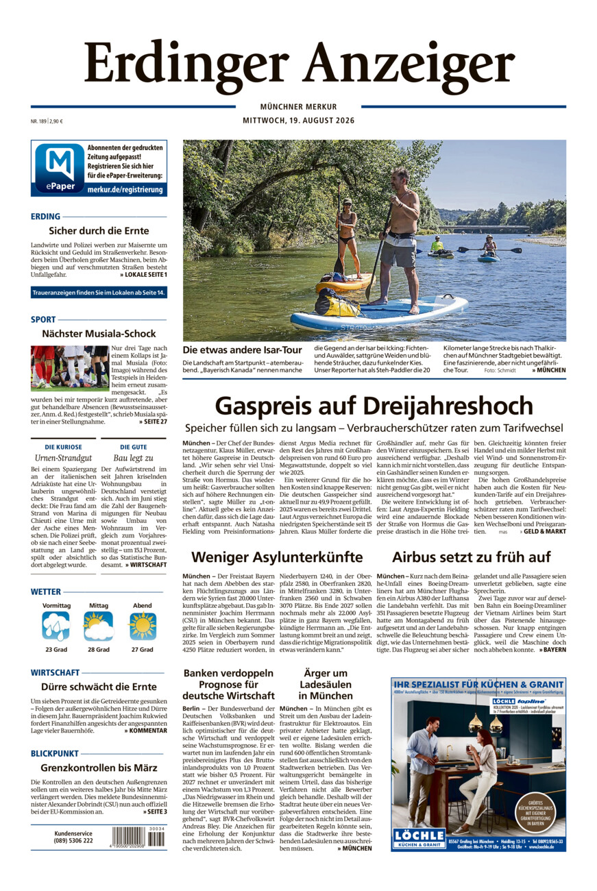 Erdinger Anzeiger vom Mittwoch, 19.08.2026