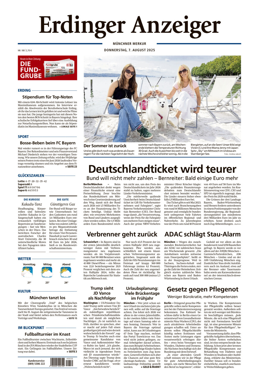 Erdinger Anzeiger vom Donnerstag, 07.08.2025