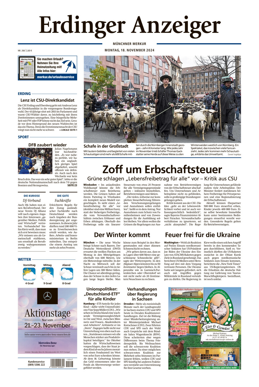 Erdinger Anzeiger vom Montag, 18.11.2024