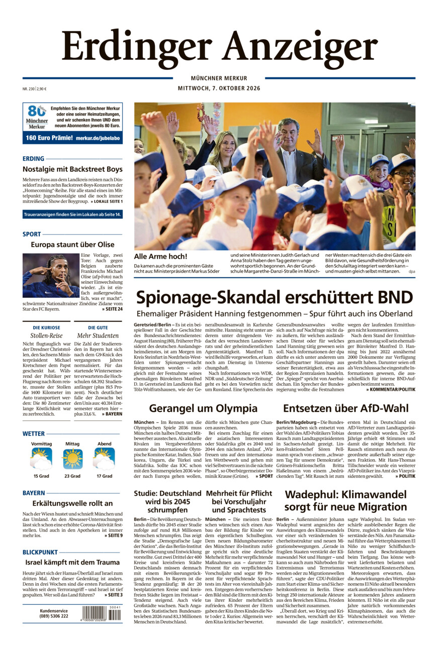 Erdinger Anzeiger vom Mittwoch, 07.10.2026