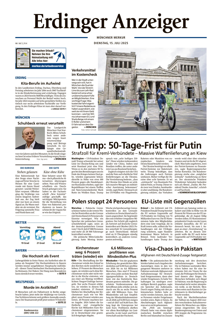 Erdinger Anzeiger vom Dienstag, 15.07.2025