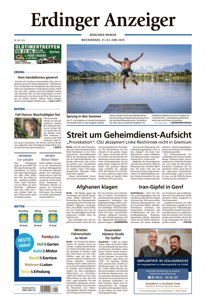 Erdinger Anzeiger vom Samstag, 21.06.2025