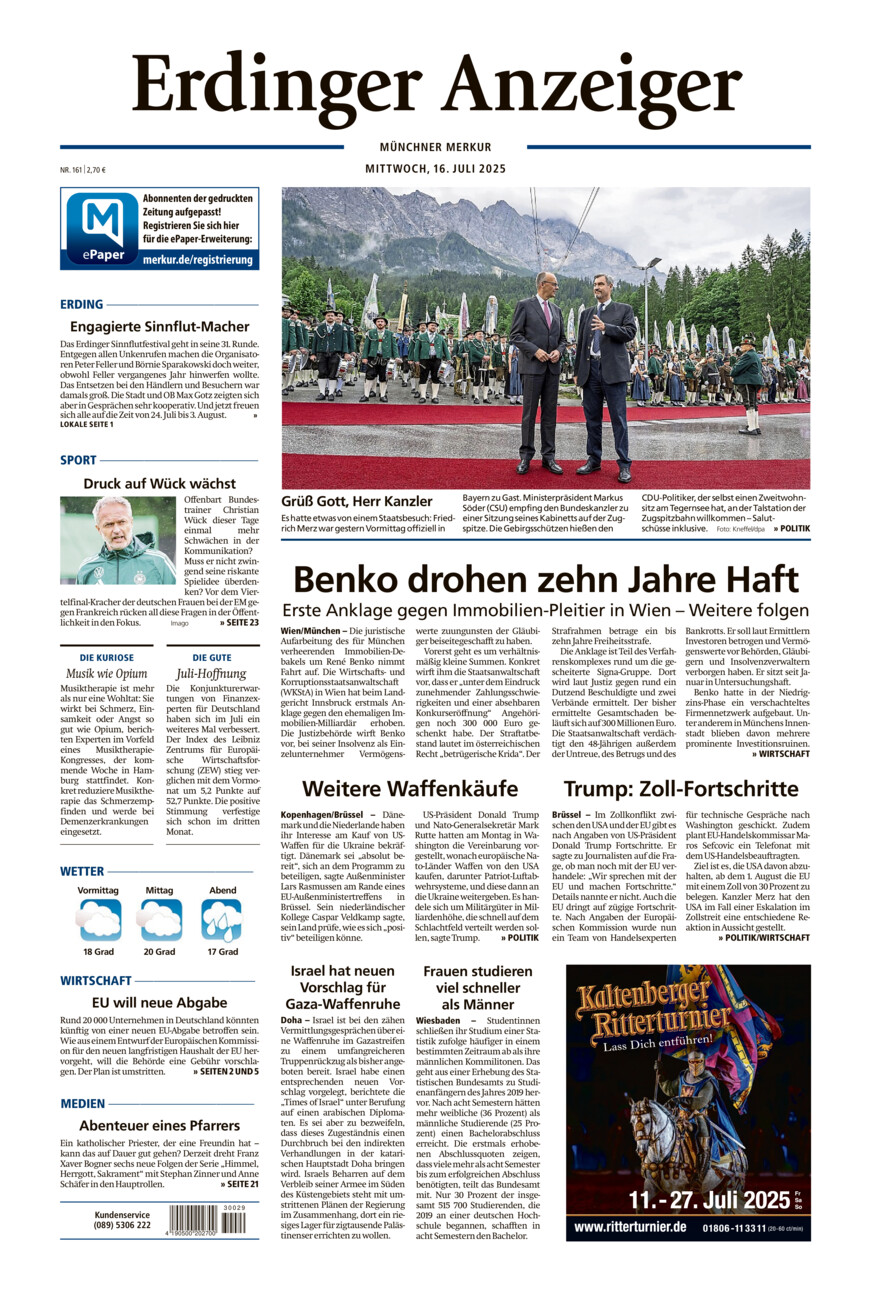 Erdinger Anzeiger vom Mittwoch, 16.07.2025