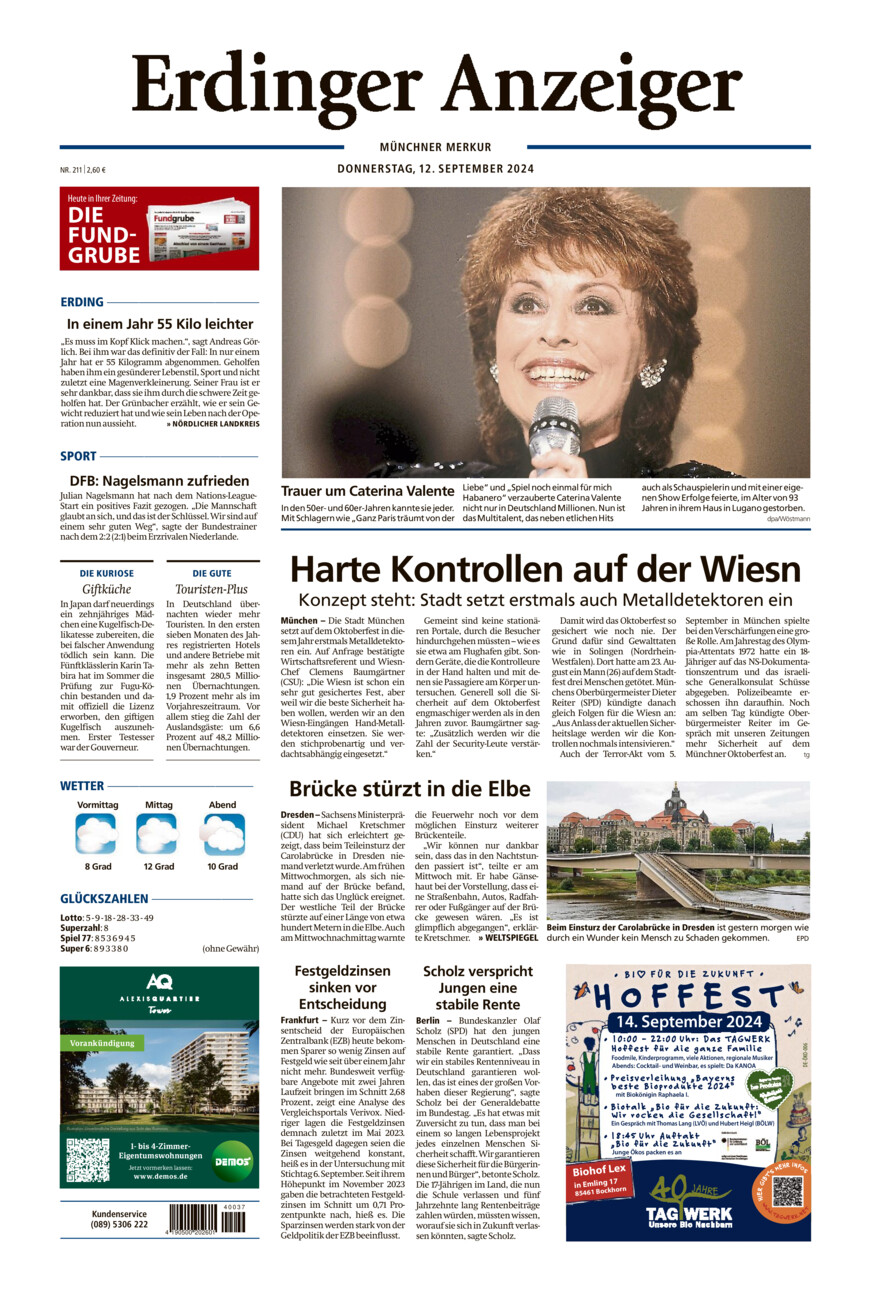 Erdinger Anzeiger vom Donnerstag, 12.09.2024