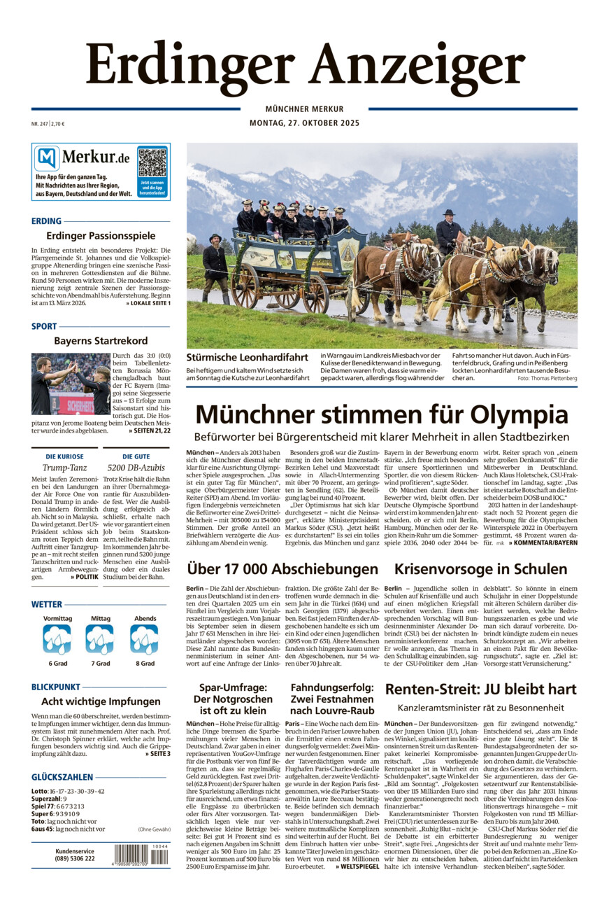 Erdinger Anzeiger vom Montag, 27.10.2025
