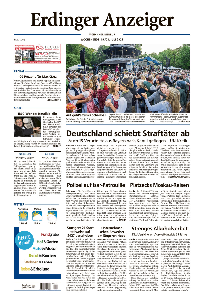 Erdinger Anzeiger vom Samstag, 19.07.2025