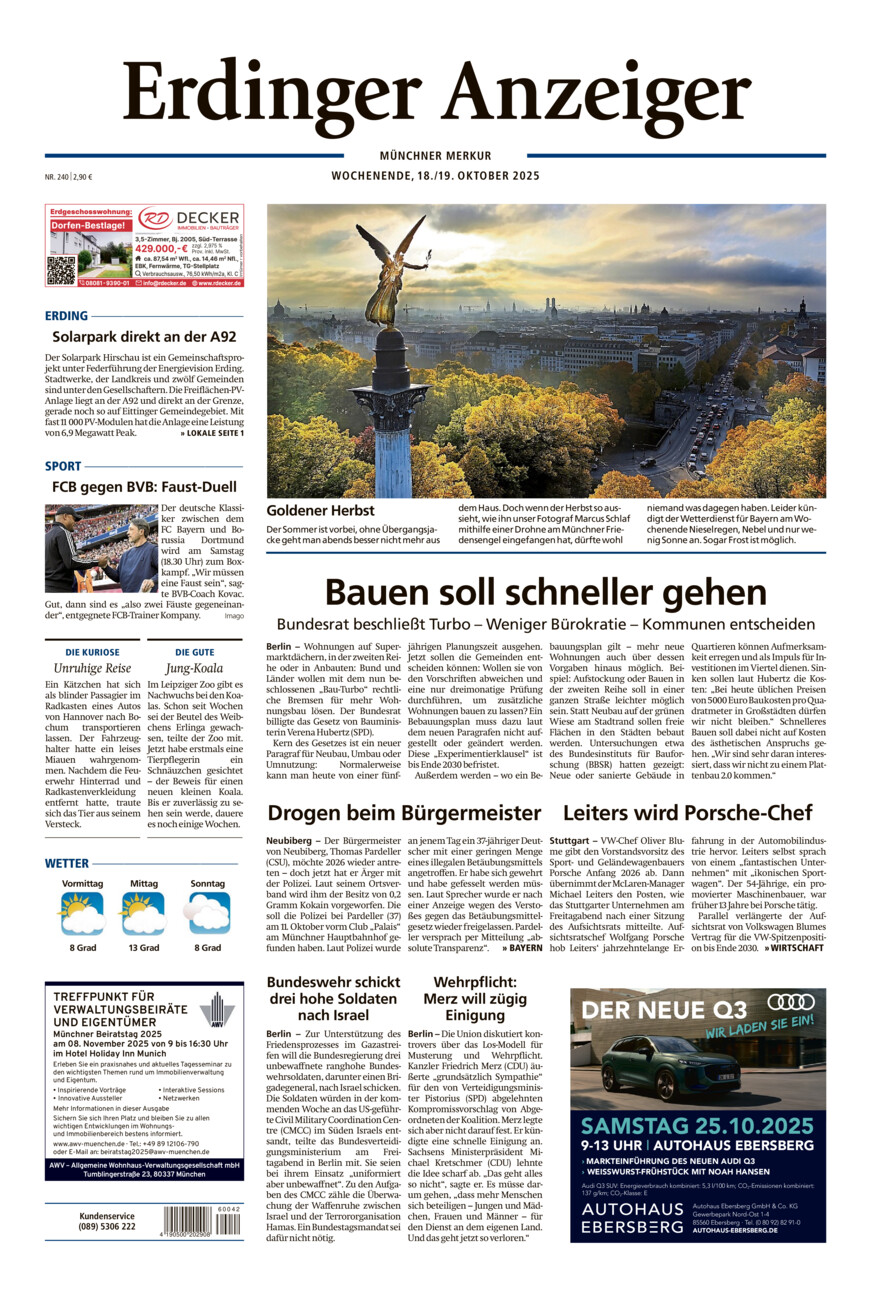 Erdinger Anzeiger vom Samstag, 18.10.2025