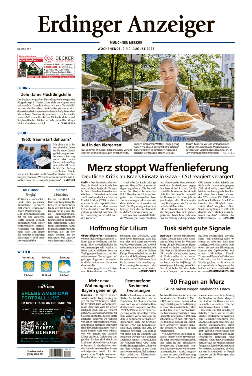Erdinger Anzeiger vom Samstag, 09.08.2025