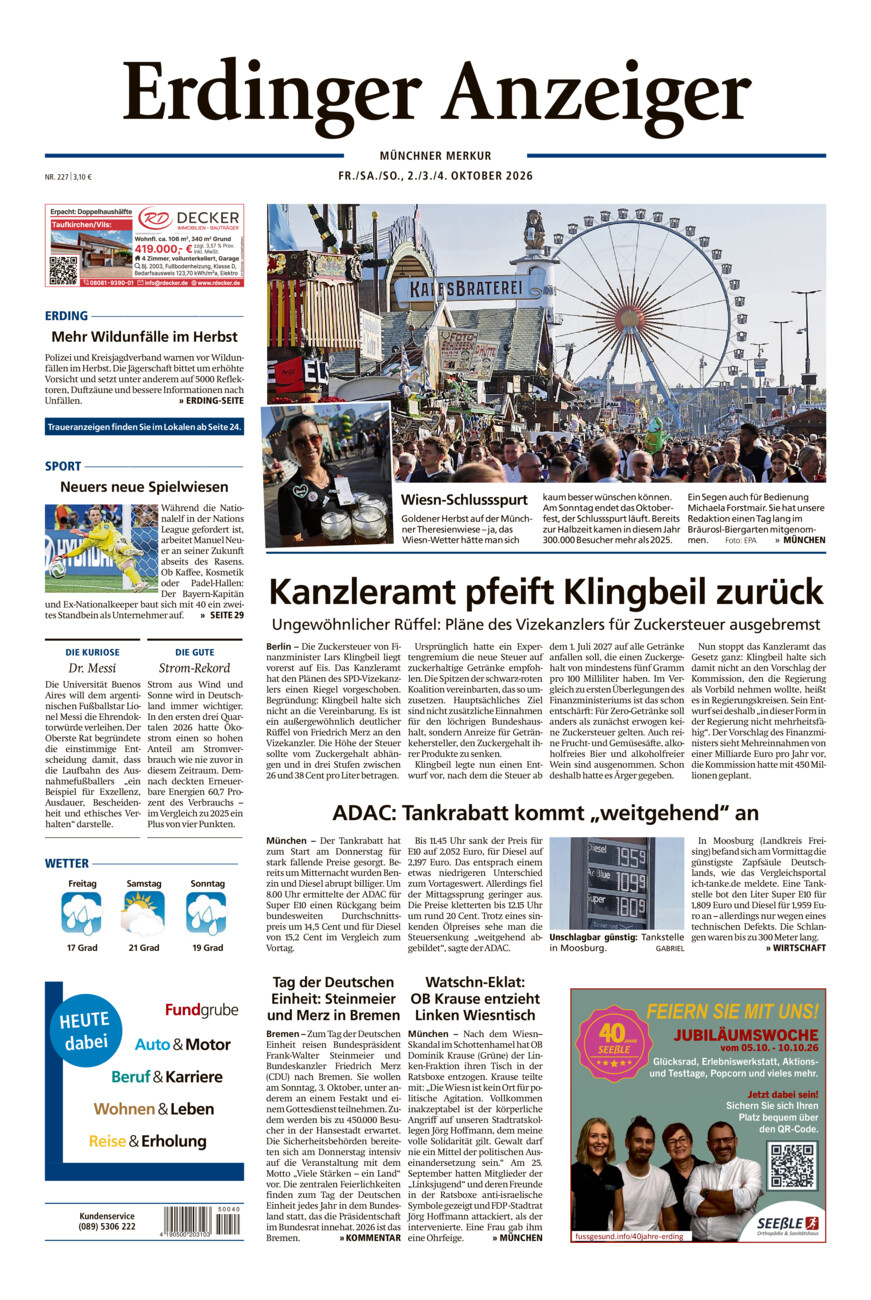 Erdinger Anzeiger vom Freitag, 02.10.2026