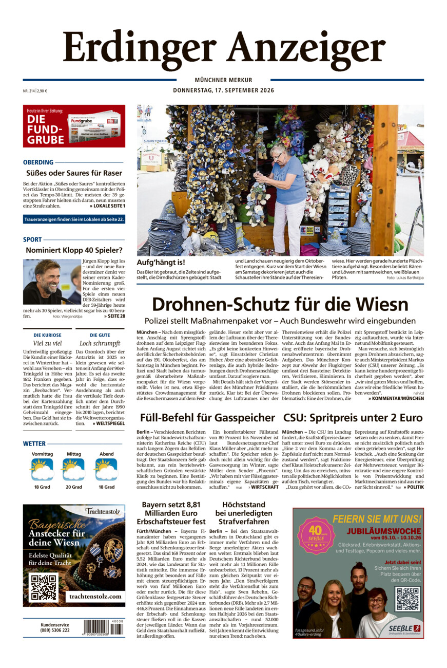 Erdinger Anzeiger vom Donnerstag, 17.09.2026