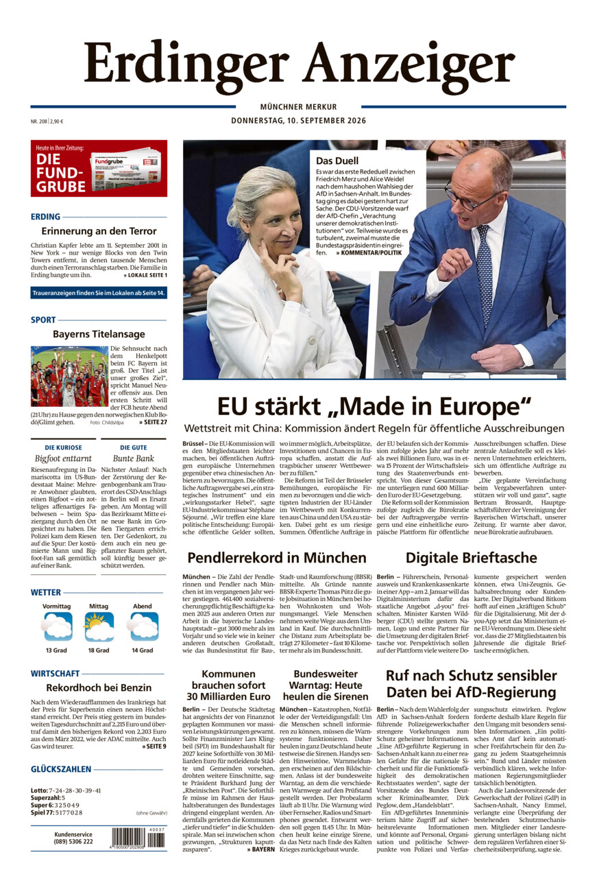 Erdinger Anzeiger vom Donnerstag, 10.09.2026