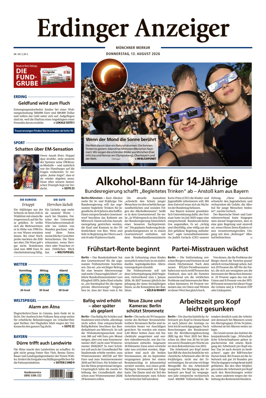 Erdinger Anzeiger vom Donnerstag, 13.08.2026
