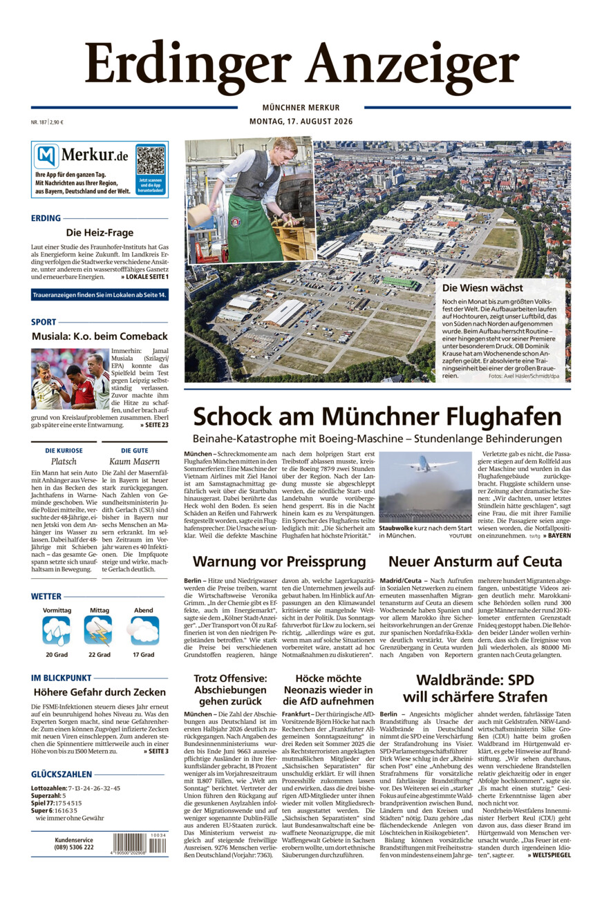 Erdinger Anzeiger vom Montag, 17.08.2026