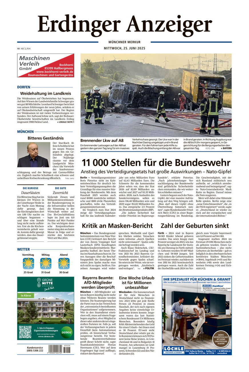 Erdinger Anzeiger vom Mittwoch, 25.06.2025