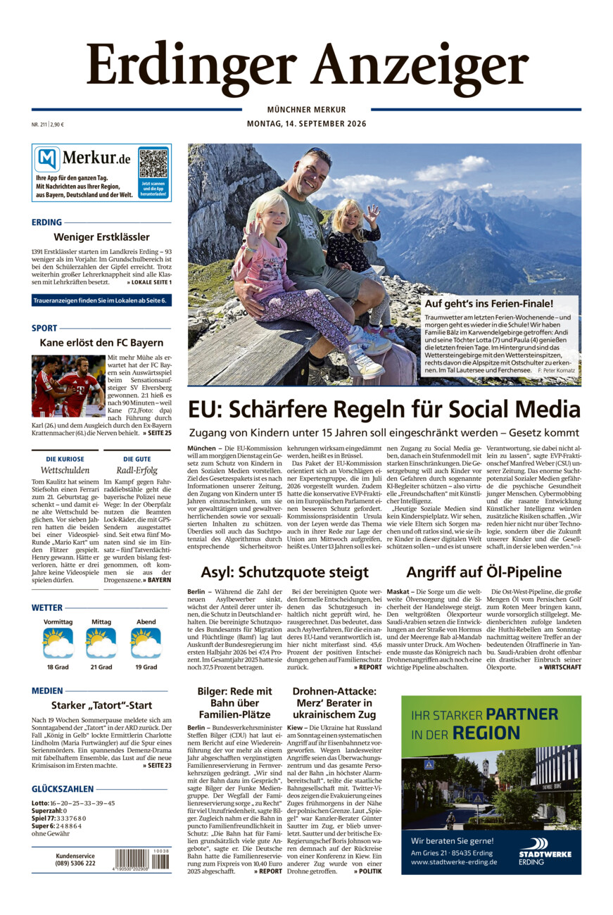 Erdinger Anzeiger vom Montag, 14.09.2026
