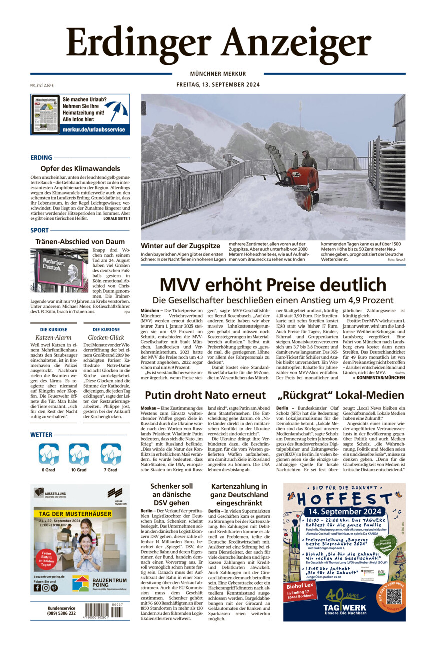 Erdinger Anzeiger vom Freitag, 13.09.2024