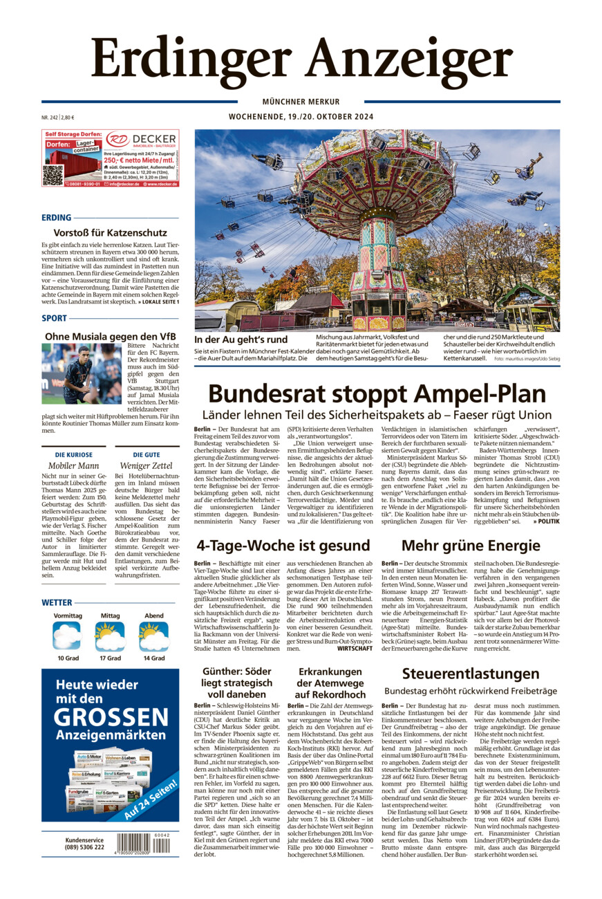 Erdinger Anzeiger vom Samstag, 19.10.2024