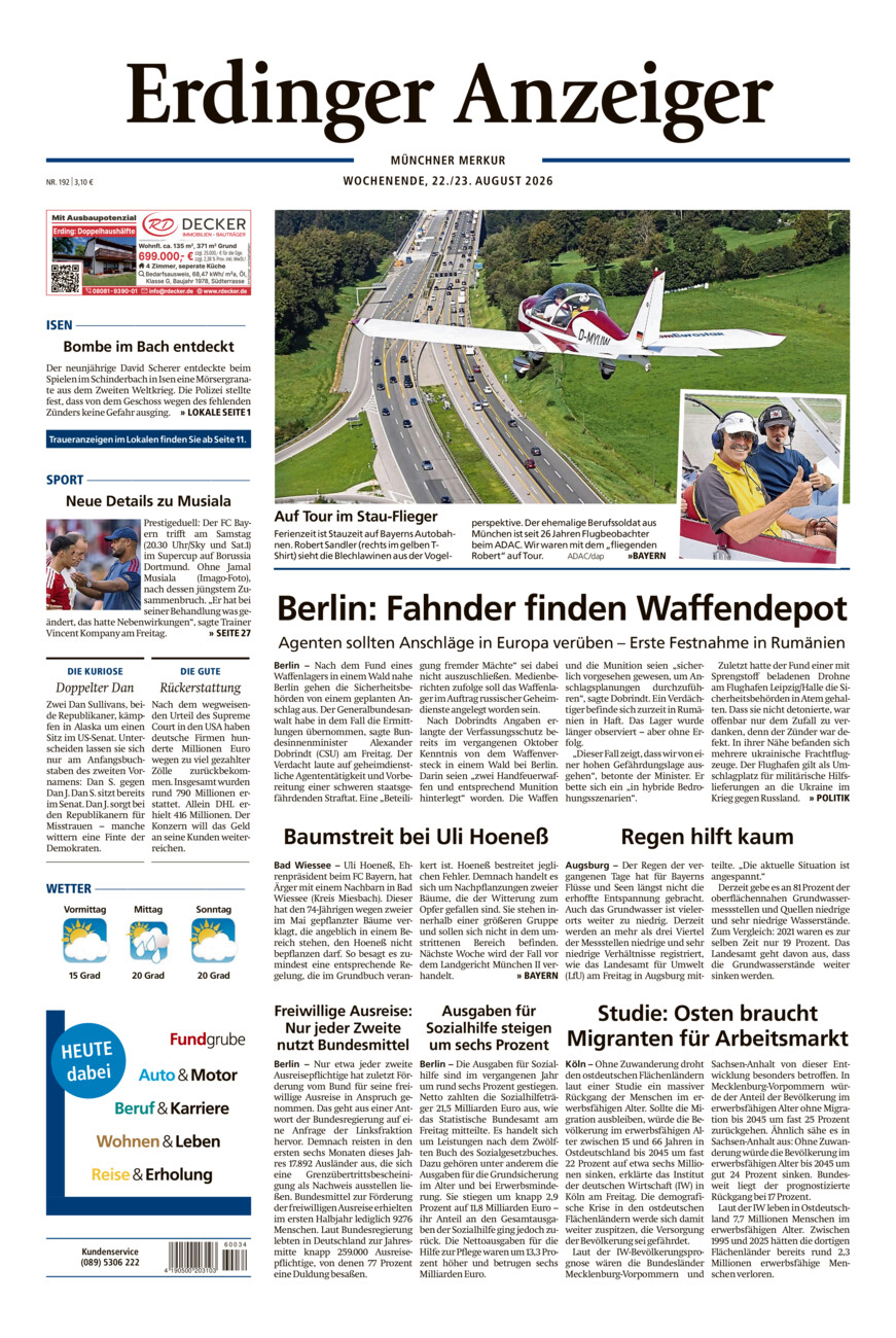 Erdinger Anzeiger vom Samstag, 22.08.2026
