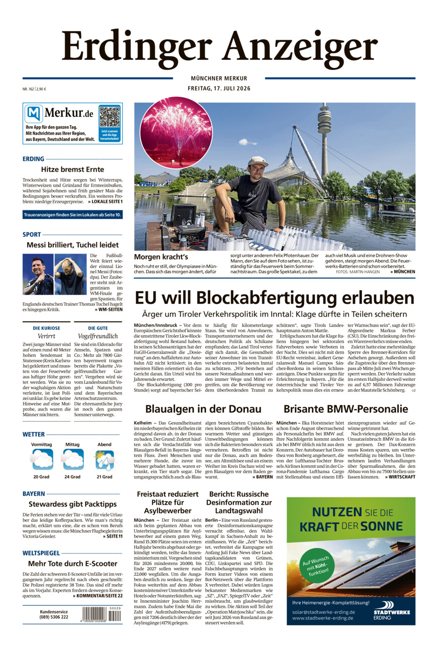 Erdinger Anzeiger vom Freitag, 17.07.2026