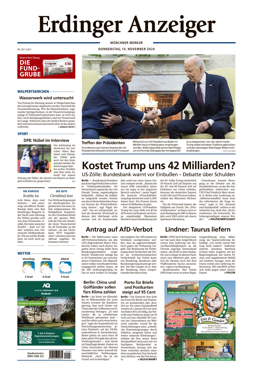 Erdinger Anzeiger vom Donnerstag, 14.11.2024